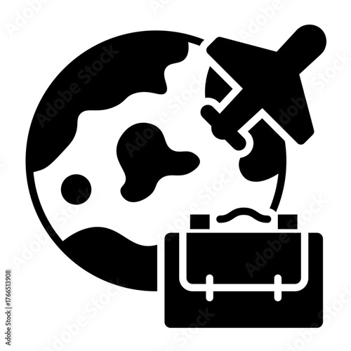 Airplane travels the world with luggage