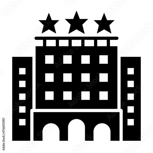 Three Star Hotel Building Icon Minimalist Design