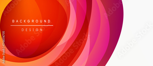 Abstract layers create vibrant gradient. Red, orange, pink hues blend smoothly. Modern design element for backgrounds, presentations.