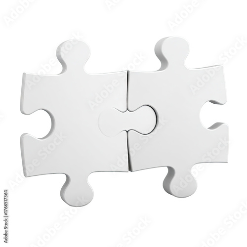 Two white puzzle pieces fitting together tightly