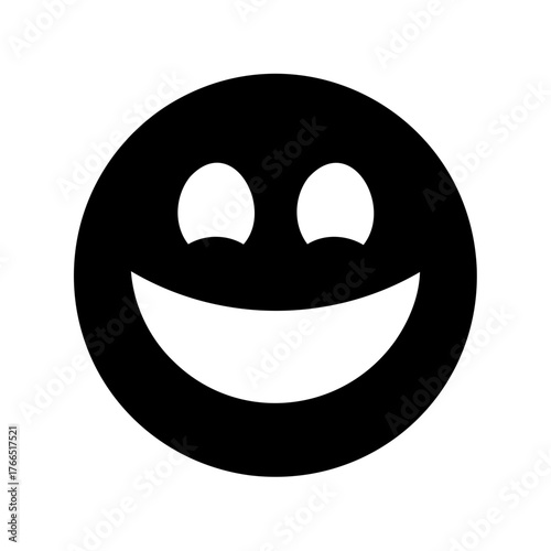 Minimalistic black and white smiling face, icon, symbol, vector illustration design