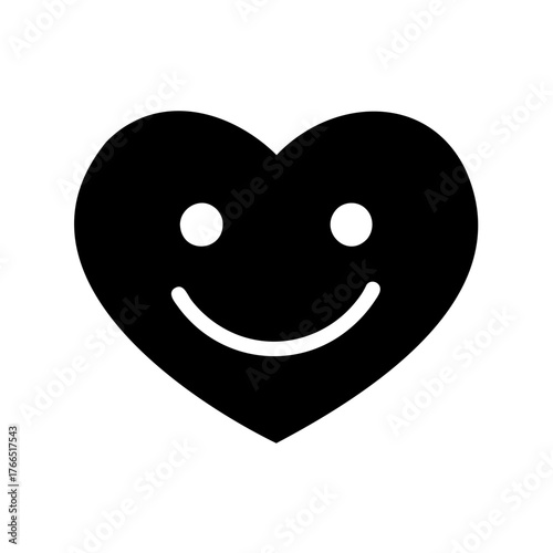 Heart shaped smiley face emoticon with happy cheerful simple expression