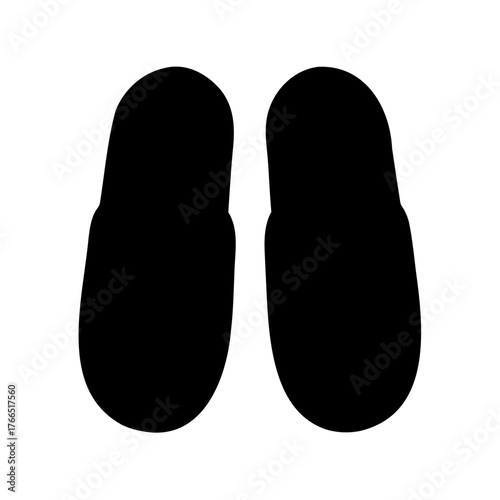 A simple silhouette of a pair of comfortable house slippers on white background