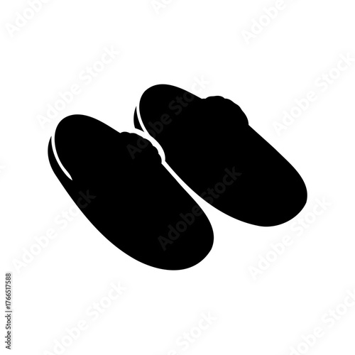 Monochrome icon depiction of a pair of comfortable indoor slippers