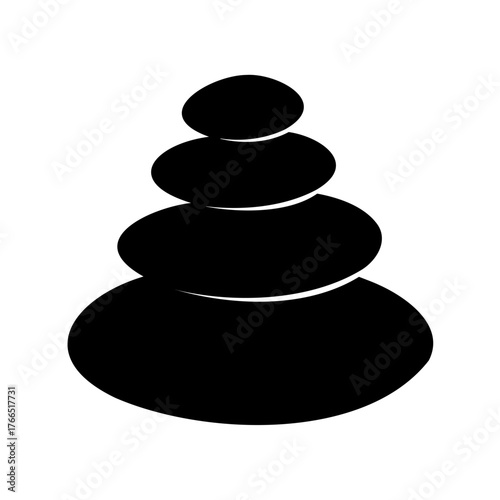 Zen Stone Stack Black Silhouette for Balance and Harmony Illustration Art