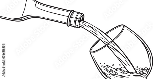 Wine Pouring Illustration of Wine Being Poured into a Glass, Perfect for Editorial Content
