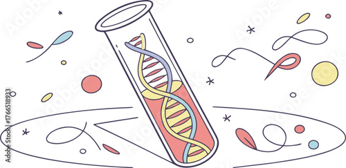 DNA Helix in Test Tube Illustration of Genetic Research and Scientific Breakthroughs