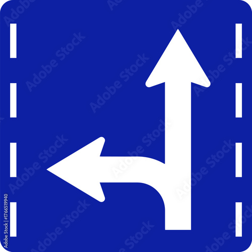 Signs requiring you to go straight or turn left only