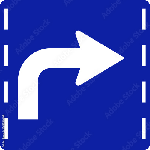 A sign for drivers to turn right. Do not go straight or turn left.