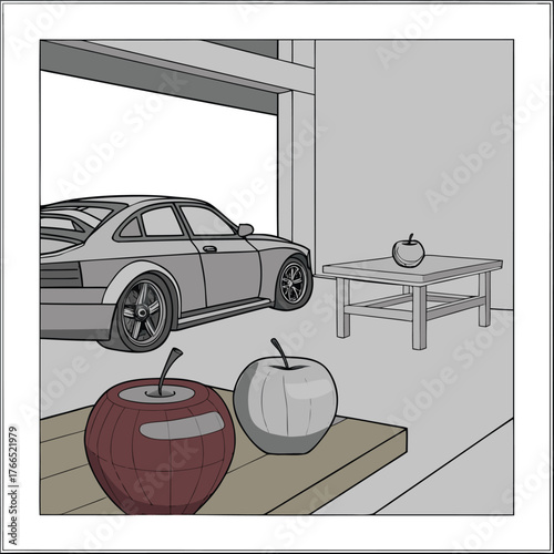 composition 3d elements realistic style