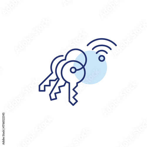 Keys and wi-fi. Wireless login, online access, secure connection. Pixel perfect, editable stroke vector icon