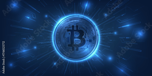 Bitcoins BTC cryptocurrencies digital innovation of the future of money.Vector illustrations.