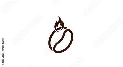Minimalist Coffee Bean with Flame Logo Design.