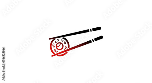 Minimalist Sushi Roll with Chopsticks Graphic Design.