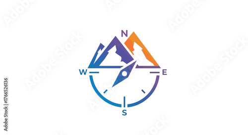 Mountain Compass Logo Design for Outdoor Adventure and Navigation.