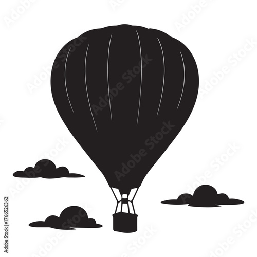 hot air balloon on black background