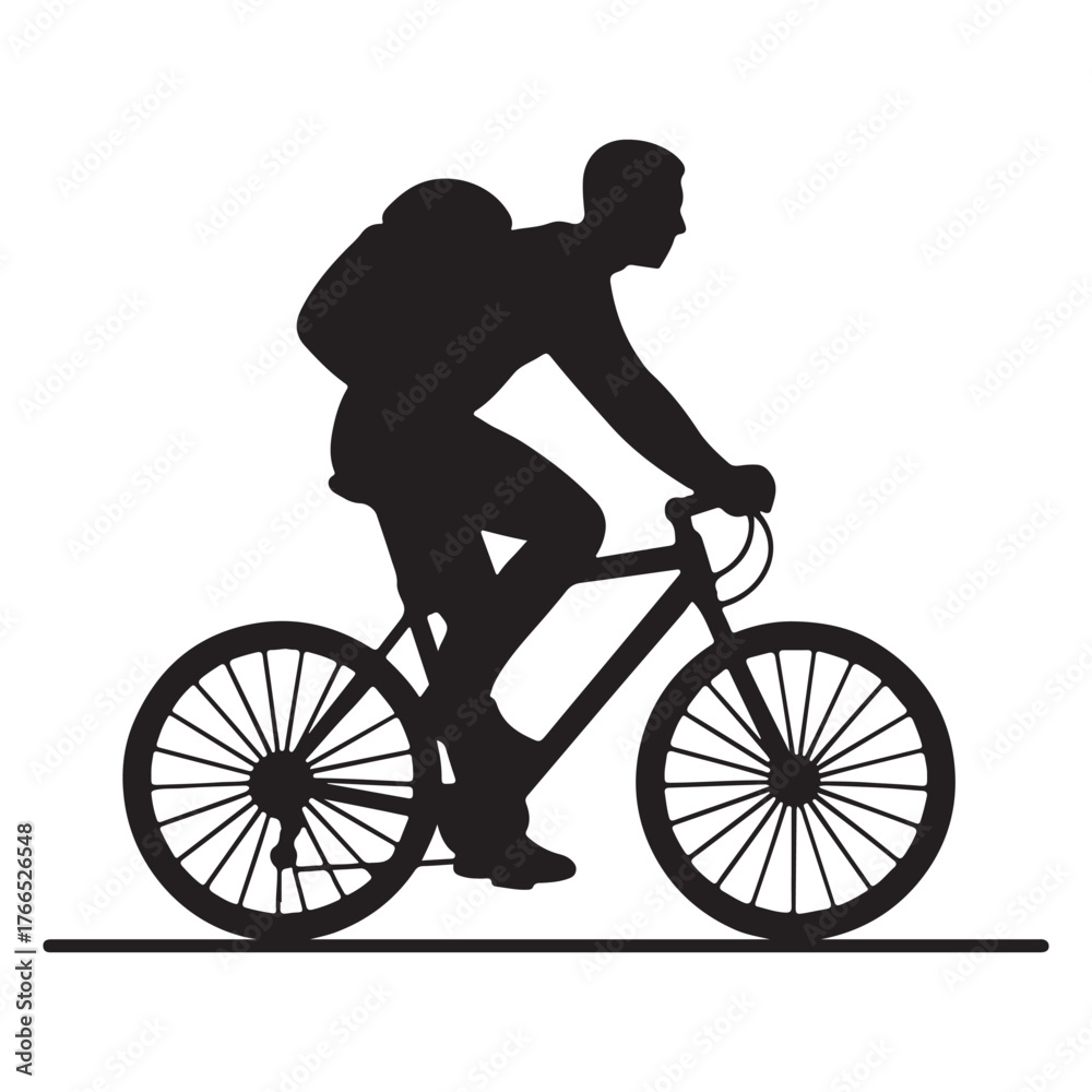 Fototapeta premium silhouette of a man riding a bicycle