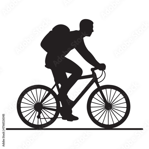 silhouette of a man riding a bicycle