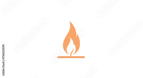 Simple Fire Flame Icon on White Background.