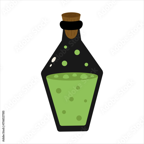 Poison in a glass bottle. Poison in a jar for Halloween. Vector illustration. 