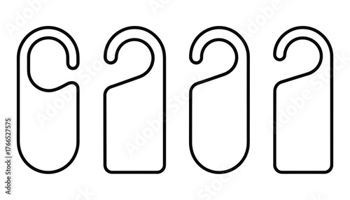 Four black outline door hangers on white background hotel motel