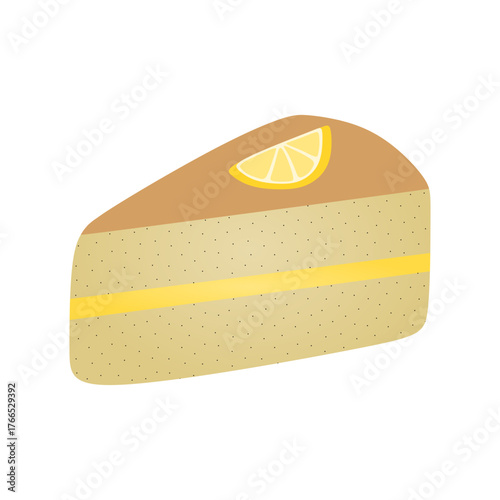 lemon poppyseed cake slice vector illustration
