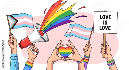 Celebrating LGBTQ+ Pride Colorful Illustration of Support and Love
