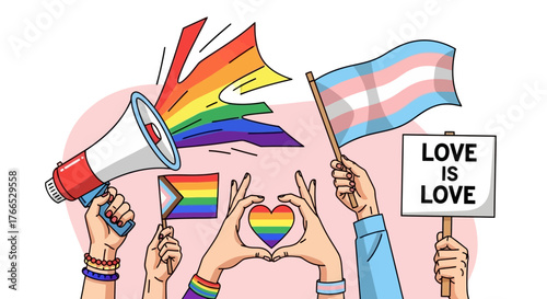Pride Month LGBTQ+ Rights and Love Celebration Illustration