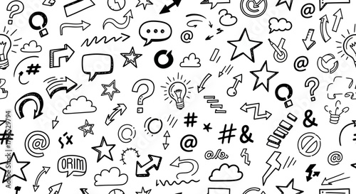 Doodle Collection Hand-Drawn Black and White Sketch Elements