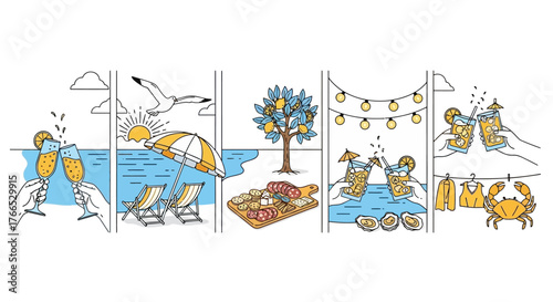 Summer Beach Scenes Celebration, Relaxation, and Culinary Delights by the Sea