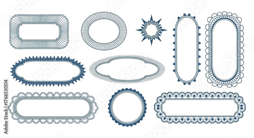 Guilloche frames collection with intricate patterns for design projects