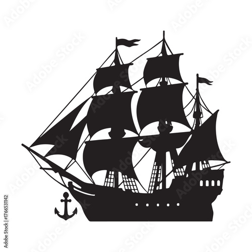 pirate ship isolated on white