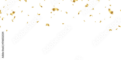 Stunning golden confetti background zigzag down for celebration. Vector illustration of festive decoration.