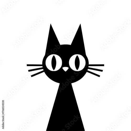 Charming black cat silhouette with pointy ears and round eyes, perfect for Halloween decor