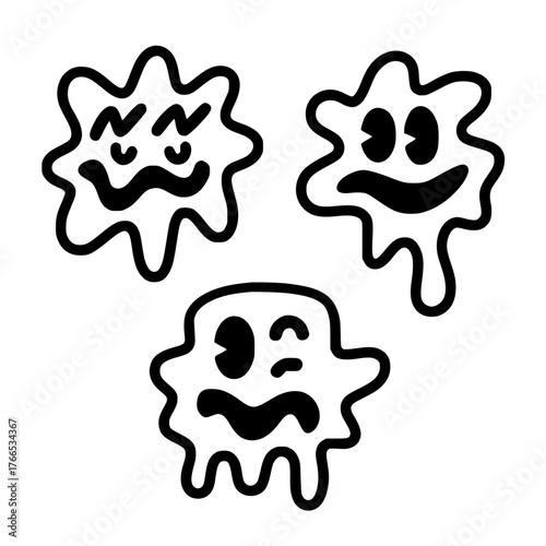 Playful cartoon blobs with expressive faces bring fun and whimsy to any design project