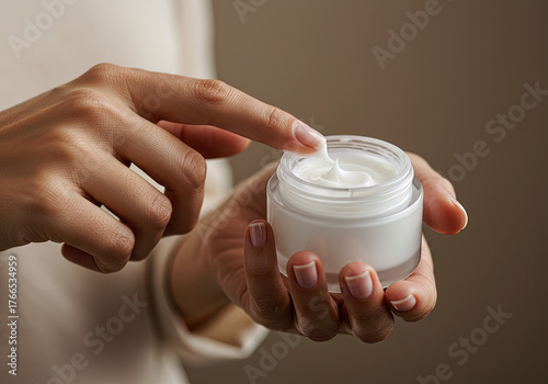 woman applying cream