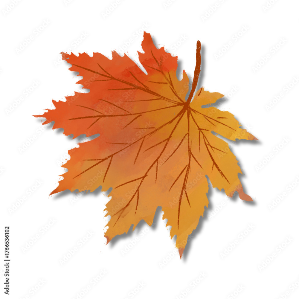 Fototapeta premium Isolated Autumn Foliage: Hand-Painted Fall Leaf Design