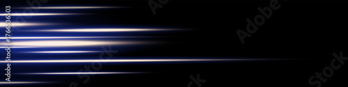 Bright horizontal beam of light on black background. Glowing laser effect creating futuristic and sci-fi aesthetics.
Suitable for technology, energy, speed and digital design themes.
