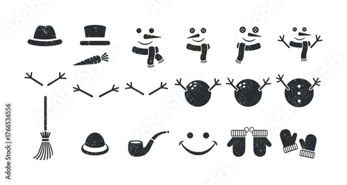 Charming hand drawn snowman elements for festive design projects