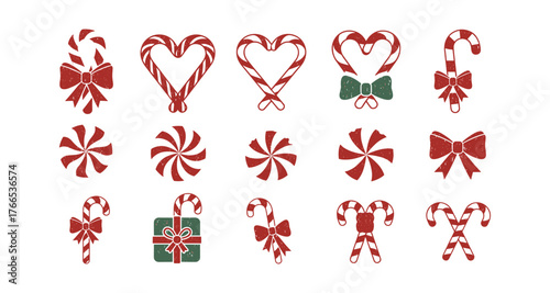 Festive candy cane and bow designs for holiday décor and crafts