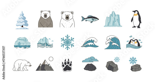 Polar animals and arctic landscapes: a collection of cute and minimal designs