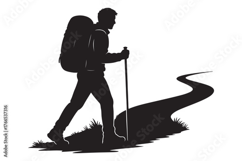 silhouette of a man with a backpack
