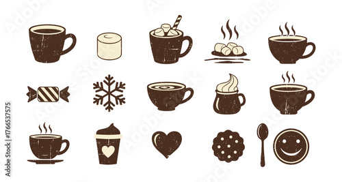 Retro coffee and hot chocolate elements for cafe menu design