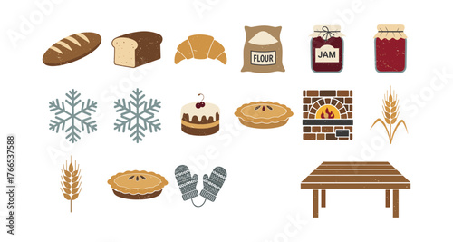 Rustic bakery essentials: breads, pastries, and ingredients for cozy kitchens