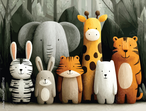  Jungle Family Portrait with Cute Animals.