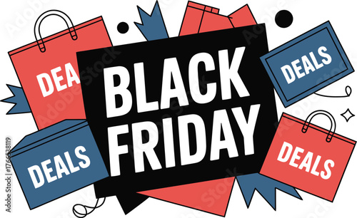 Black Friday deals shopping bags graphic vector