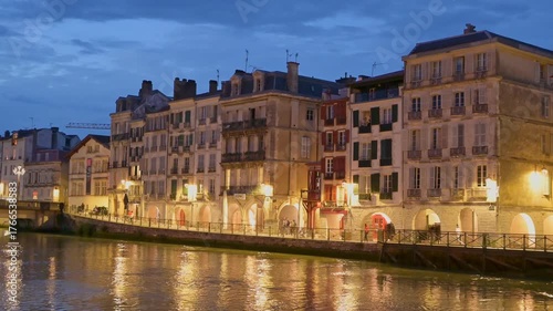 Wallpaper Mural Twilight View of Bayonne’s Historic Centre and Waterfront Dining – France Torontodigital.ca