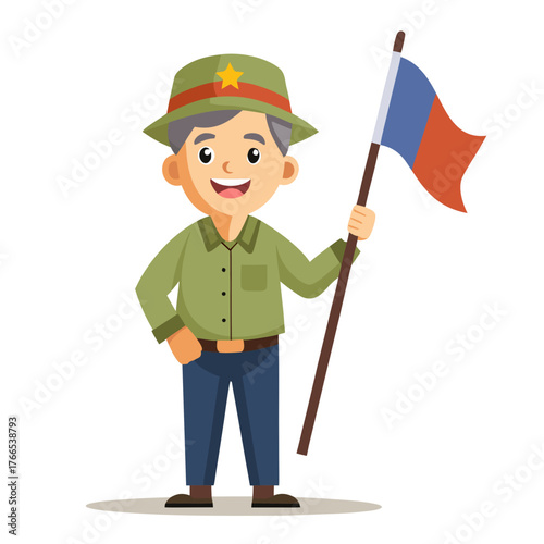 Military Boot with Remembrance Poppy Flower - Symbol of War, Peace, Veterans