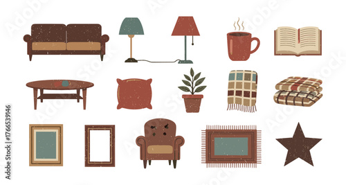 Cozy home décor elements with retro charm