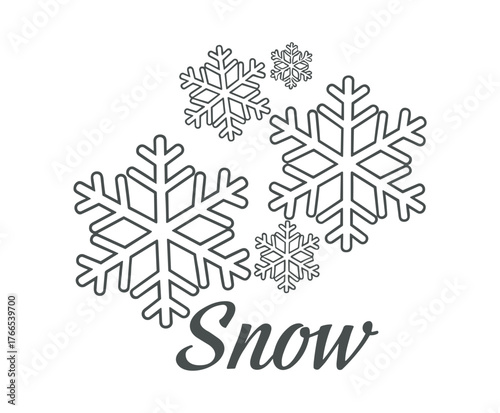 Elegant minimalist snowflakes with typography for winter themes